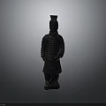 Ancient Chinese Terracotta Warrior Statue With Armored Attire And Helmet