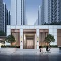 Modern Gate Community Gate 3d model