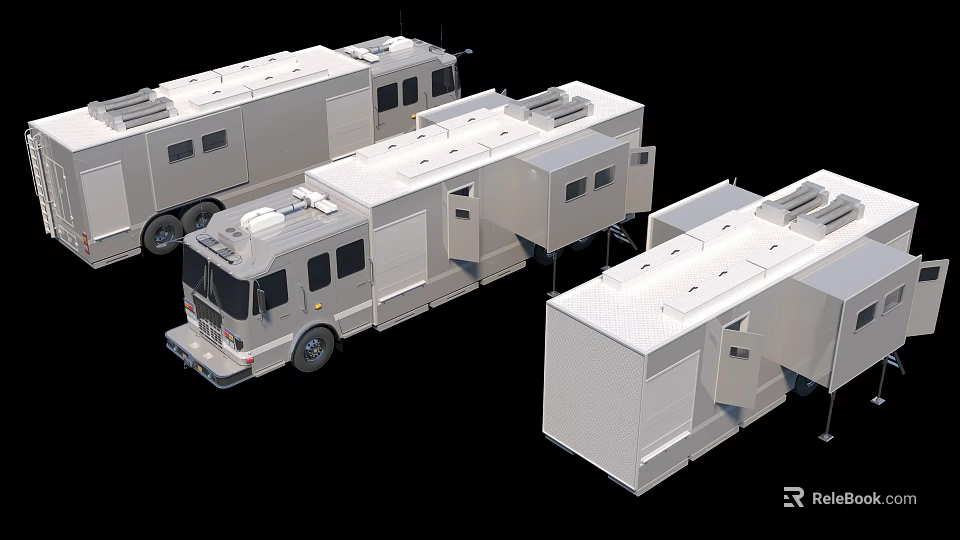 White Functional Vehicles with Modular Units and Mobile Operations Exterior Design 3d model