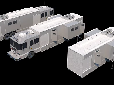 White Functional Vehicles with Modular Units and Mobile Operations Exterior Design 3d model