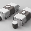 Two White Brown Upholstered Massage Beds With Matching Stools For Spa 3d model