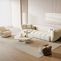 Modern Sofa Coffee Table Combination Single Person Sofa Stool Floor Lamp Hanging Picture 3d model