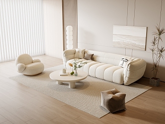 Modern Sofa Coffee Table Combination Single Person Sofa Stool Floor Lamp Hanging Picture 3d model