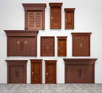 Chinese solid wood gate 3d model