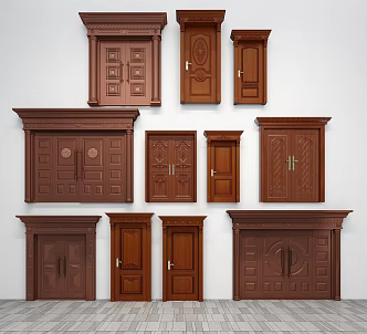 Chinese solid wood gate 3d model