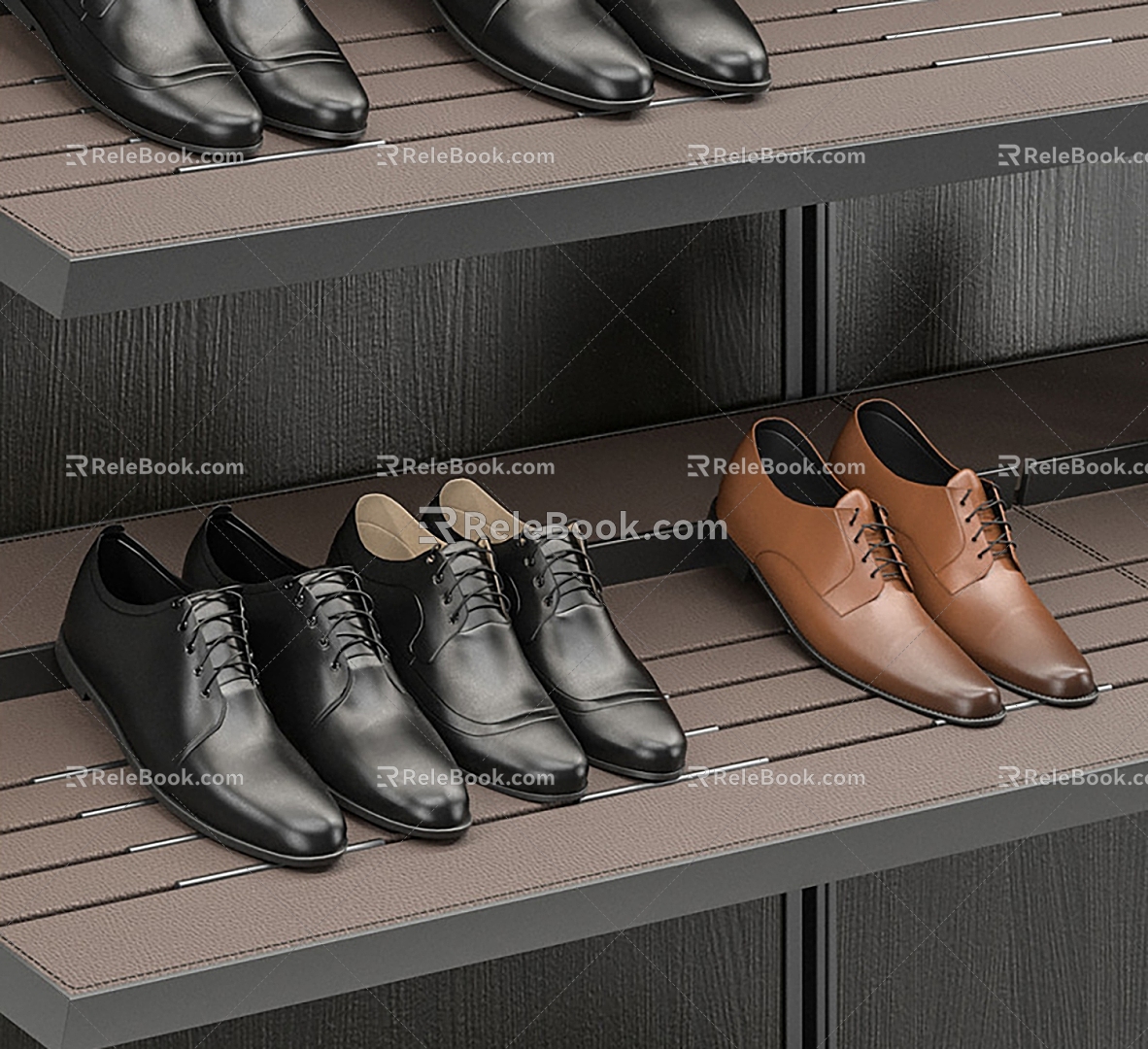 shoe cabinet shoe rack leather shoes 3d model