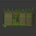 Antique Wooden Screen Furniture With Carved Spires Lattice Windows And Decorative Books