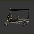 Three Wheeled Motorcycle Taxi With Black Canopy Brown Seats And Front Windshield