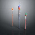 Colorful Paintbrushes As Daily Life Supplies With Orange Blue Green Tips