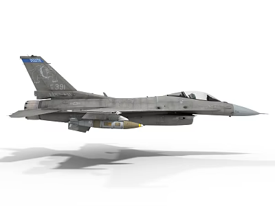 Gray Fighter Jet With Number 791 Tail Fin Emblem And Mounted Missiles 3d model