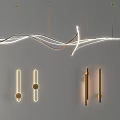 Modern Curved Lighting Combination With LED Strip Lights And Metal Pendant Wall Fixtures