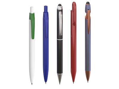 Colorful Assorted Pens with Different Colors and Stylish Sleek Designs for Daily Use 3d model