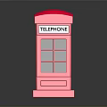 Classic Red Telephone Booth With Glass Windows And Telephone Signage