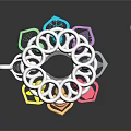 Colorful Ring Shaped Household Item With Multi Colored Petals And White Loops