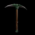 Durable Hardware Tool Pickaxe With Wooden Handle And Green Metal Head For Digging