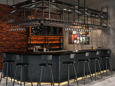 Industrial LOFT Bar Clear Bar Bistro Bar Tacker Block Area Bar Counter Cashier Bar Cabinet Card Block Stage 3d model