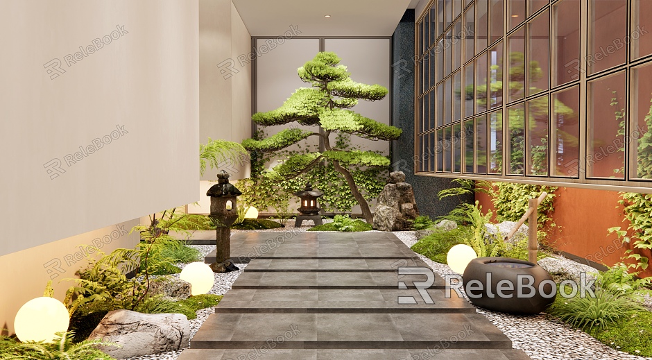 New Chinese Style Indoor Plant Landscape Aisle Landscape Corridor Plant Pile Plant Combination model