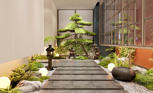 New Chinese Style Indoor Plant Landscape Aisle Landscape Corridor Plant Pile Plant Combination 3d model