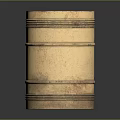 Vintage Beige Metal Barrel With Rusted Surface And Circular Stripes For Household Use