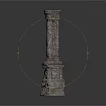 Classical Gray Stone Pillars With Intricate Carved Texture For Architectural Decoration 3d model