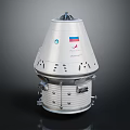 Russian Spacecraft Featuring Silver Conical Structure Top Antenna Side Flag And Bottom Components 3d model