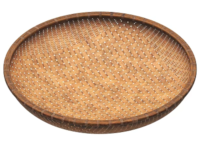 Handcrafted Bamboo Woven Round Basket for Household Storage and Daily Use 3d model
