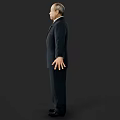 Man In Dark Double Breasted Suit With Red Tie And Outstretched Arms On Dark Background 3d model