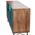 Elegant Modern Blue Wooden Sideboard Cabinet With Glass Doors And Interior Lighting Design