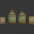 Vintage Decorative Rustic Metal Containers In Green Brown With Different Sizes