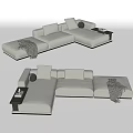 Modern corner sofa multi-person sofa pillow towel 3d model