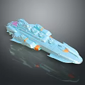 Futuristic Cosmic Spaceship Model With Blue Sleek Design Circular Components And Orange Accents