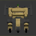 Mechanical Creature Role With Yellow Body Multiple Cannons Green Components And Mechanical Legs 3d model