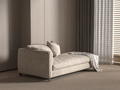 Modern simple chaise longue sofa double sofa fabric 3d model