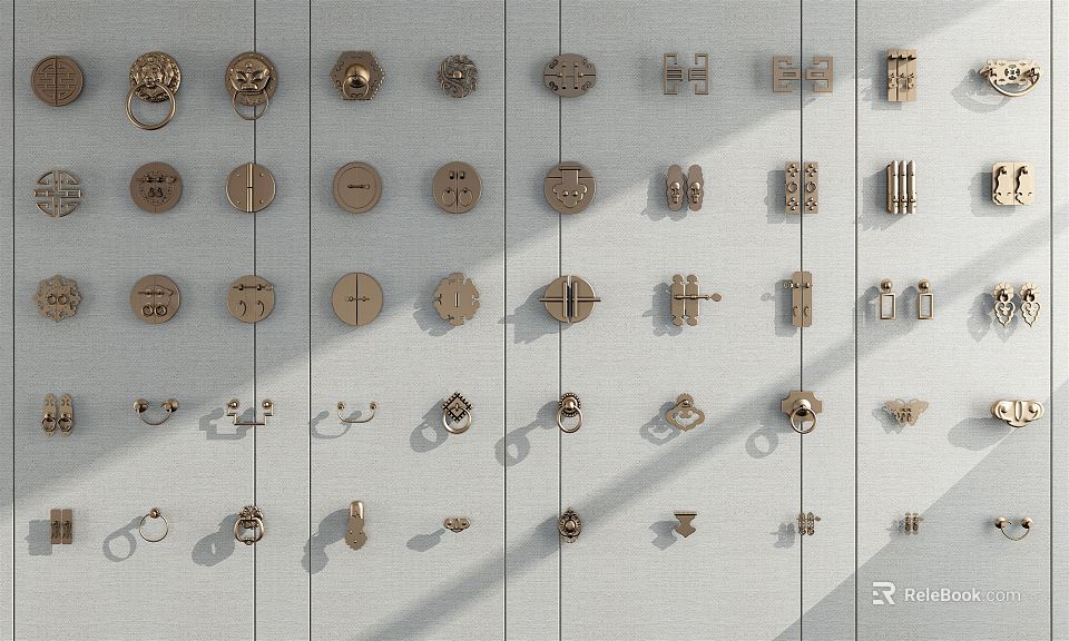 Various Decorative Cabinet Handles With Different Styles And Designs For Furniture 3d model 