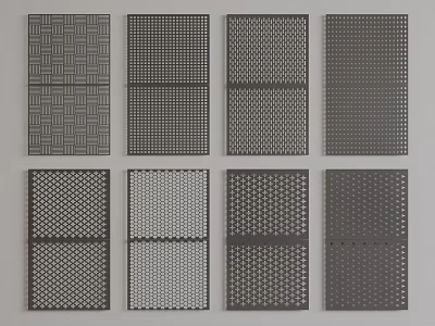 Gray Wall Panels With Various Textured Patterns And Different Design Styles 3d model