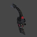 Mechanical Dinosaur Game Movie Character With Metal Armor And Red Glowing Eyes