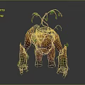 Detailed 3D Tree Creature Model With Wooden Body Horns Green Vines and Glowing Leaves