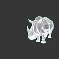 Realistic Rhinoceros 3D Model With Gray Skin And Horns On Black Background