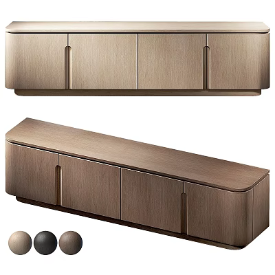 Elegant Modern Wooden Dresser with Curved Top and Minimalist Drawers 3d model