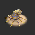 Vibrant Aquatic Octopus With Yellow Tentacles And Blue Spots On Seabed