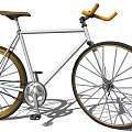 White Frame Fixie Bicycle With Brown Seat Orange Handlebars And Gold Rims