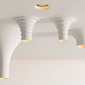 Decorative Ceiling Design with White Spiral Structures and Warm Yellow Recessed Lights 3d model