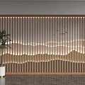 New Chinese style grid background wall landscape background wall landscape grid background wall ink painting background grid water ripple background wall waves background wall 3d model