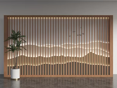 New Chinese style grid background wall landscape background wall landscape grid background wall ink painting background grid water ripple background wall waves background wall 3d model
