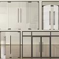 Modern Glass Double Doors With Black Frame For Home Interior Design 3d model