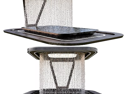 Modern Multi tiered Water Fountain With Cascading Water And Illuminated Black Base 3d model