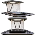 Modern Multi tiered Water Fountain With Cascading Water And Illuminated Black Base