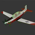 Red White And Black Airplane With Propeller Canopy US Logo Wings And Reflection