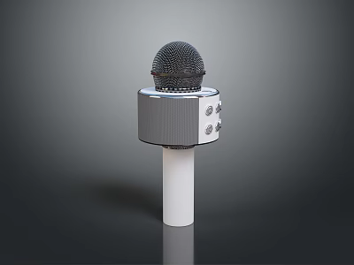 Professional Studio Microphone With Silver Control Panel And White Base Stand 3d model