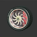 Firestone Performance Wheel with Silver Spokes Red Brake Calipers and Yellow Center Logo